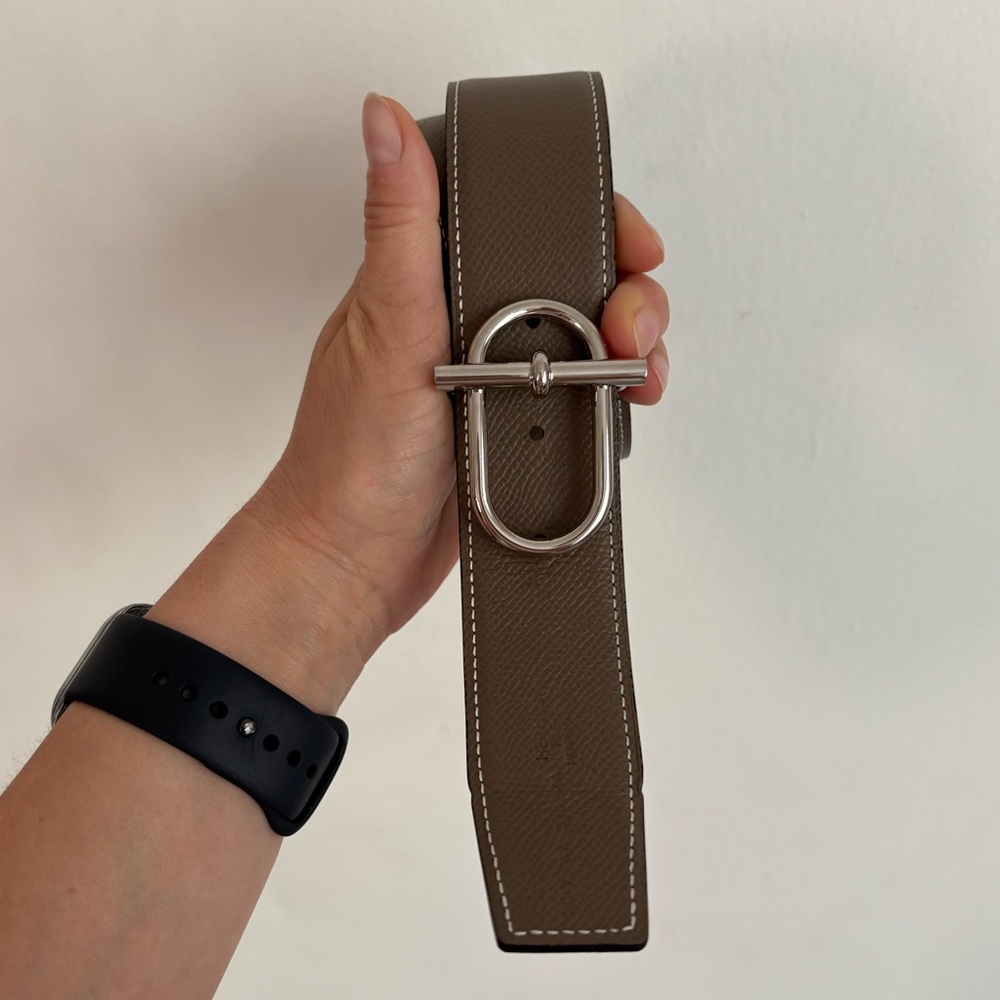 100% Authentic HERMES Ithaque belt buckle & Reversible leather strap 90cm - Picture 8 of 15